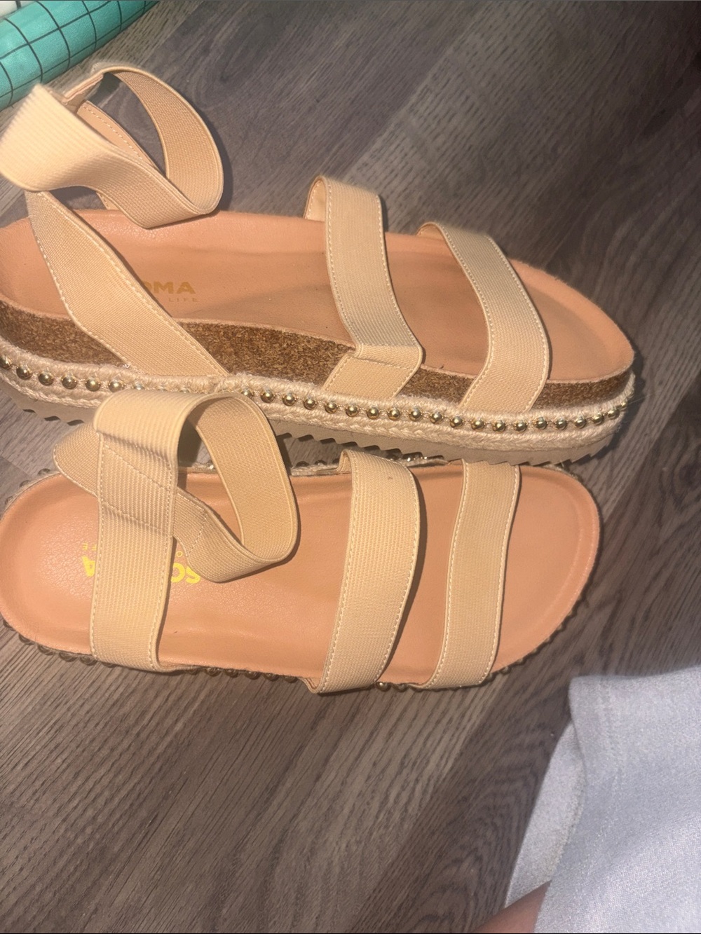 Sonoma Beige Elastic Strap Platform Sandals